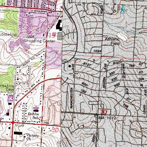 Topographic Map of New Vision Christian Church, MO