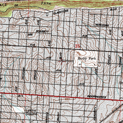 Topographic Map of Northeast Presbyterian Church, MO