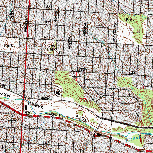 Topographic Map of Oak Grove Missionary Baptist Church, MO