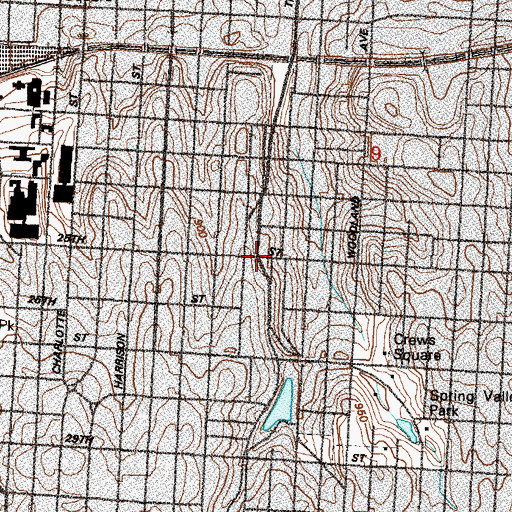 Topographic Map of Paseo Baptist Church, MO