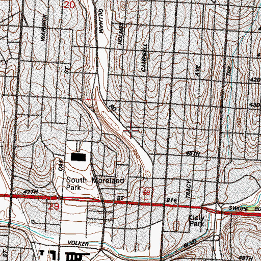 Topographic Map of Penn Valley of Friends Church, MO