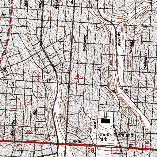 Topographic Map of Place Community of Christ Church, MO