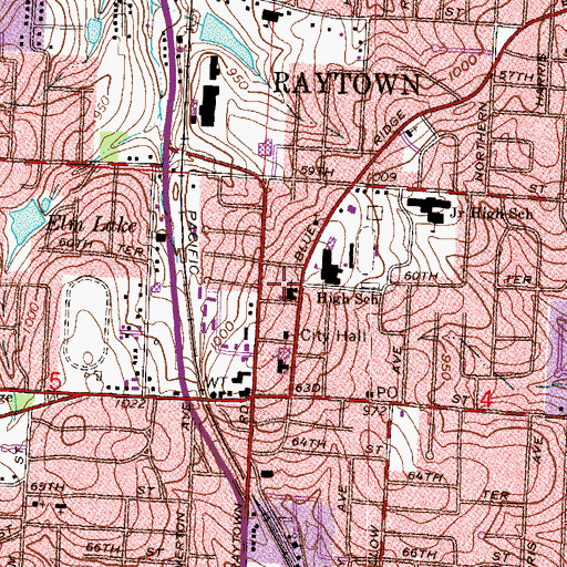 Topographic Map of Raytown Christian Church, MO
