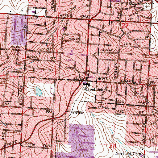 Topographic Map of Fourth Church of Christ Scientist of Kansas City, MO