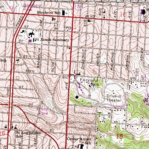 Topographic Map of Gethsemane Church of God in Christ, MO