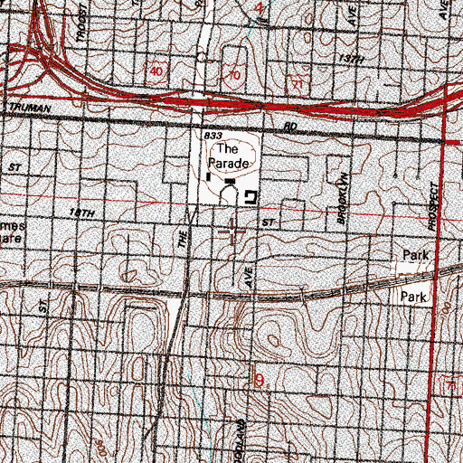 Topographic Map of Grace Temple Non-Denominational Church, MO