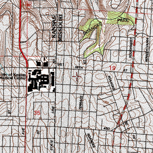 Topographic Map of Roanoke Baptist Church, MO