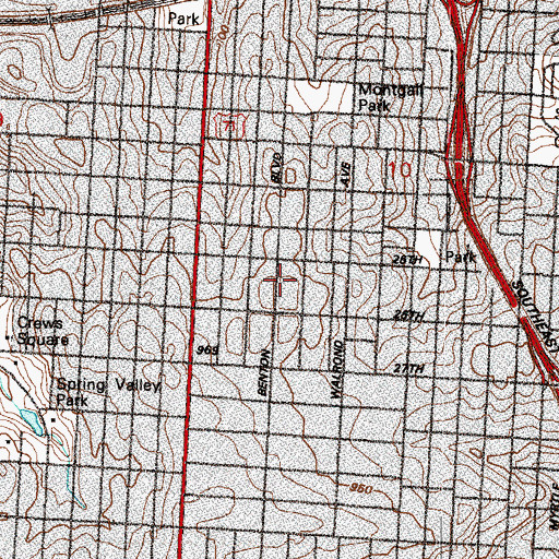 Topographic Map of Sacred Mission Baptist Church, MO