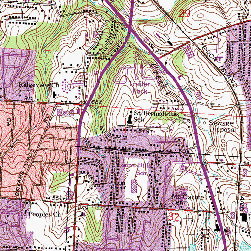 Topographic Map of Saint Bernadette Church, MO
