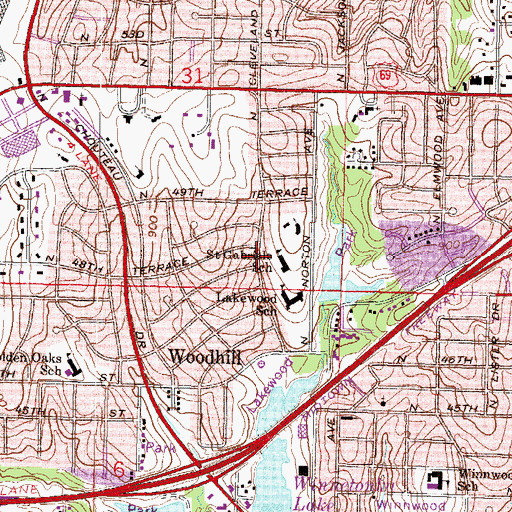 Topographic Map of Saint Gabriel Archangel Church, MO