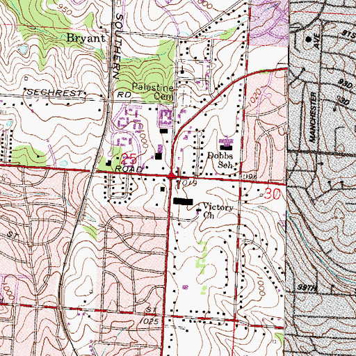 Topographic Map of Saint Peters Full Gospel Baptist Church, MO