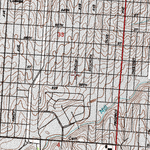 Topographic Map of Saint Therese Little Flower Church, MO