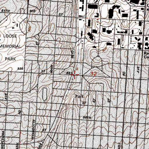 Topographic Map of Second Presbyterian Church, MO