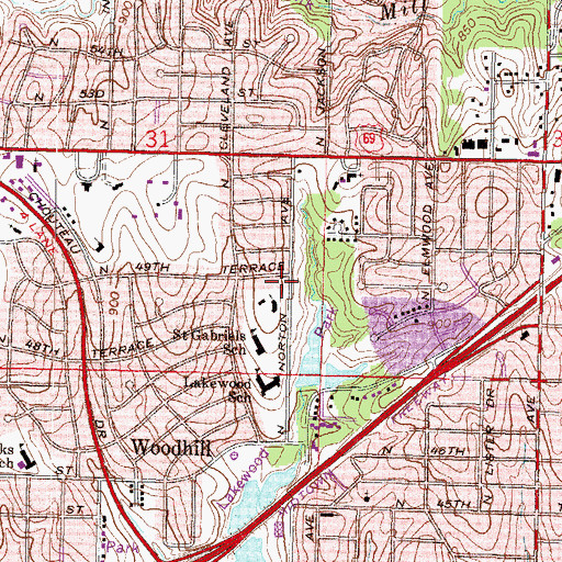 Topographic Map of Sherwood Bible Church, MO