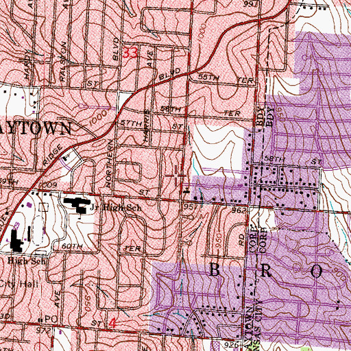 Topographic Map of Sterling Avenue Church of Christ, MO