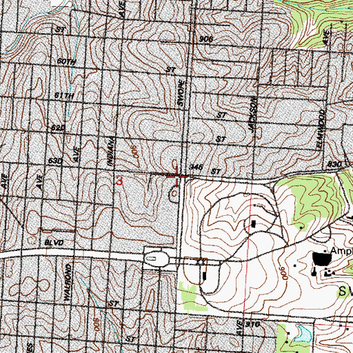 Topographic Map of Swope Park United Methodist Church, MO
