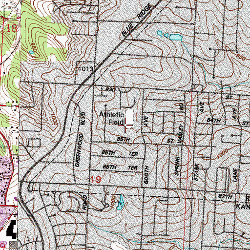Topographic Map of South Middle School, MO
