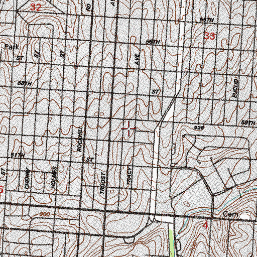 Topographic Map of Troost Elementary School, MO