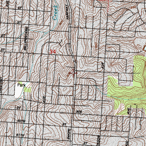 Topographic Map of Swope Parkway Church of Christ, MO