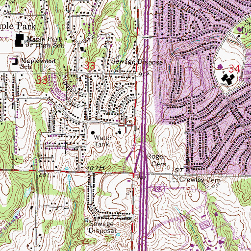 Topographic Map of Tower View Baptist Church, MO