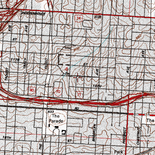 Topographic Map of True Love Missionary Baptist Church, MO