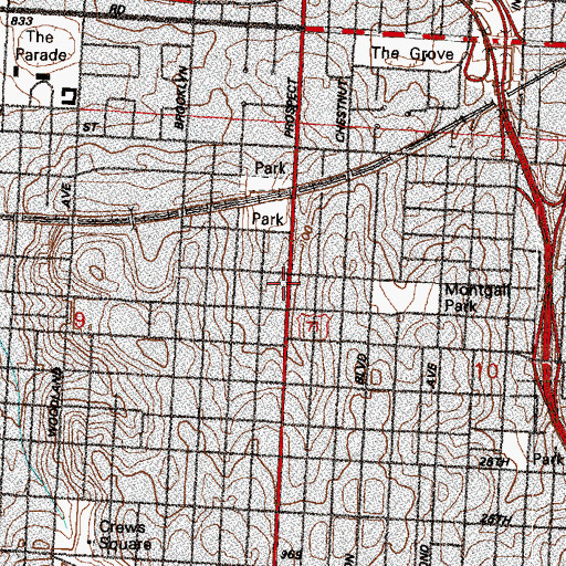 Topographic Map of Ward Chapel African Methodist Episcopal Church, MO