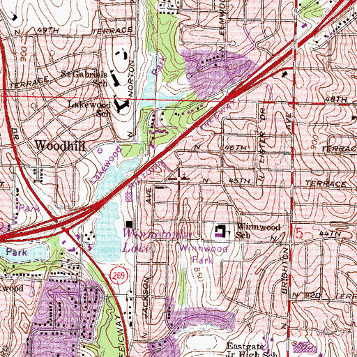 Topographic Map of Winnwood United Methodist Church, MO