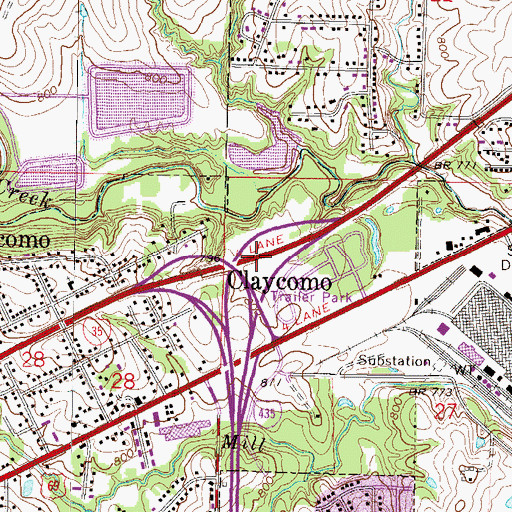 Topographic Map of Interchange 13, MO