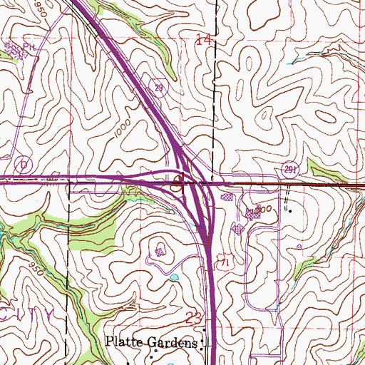 Topographic Map of Interchange 13, MO