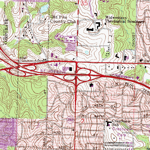 Topographic Map of Interchange 1C, MO
