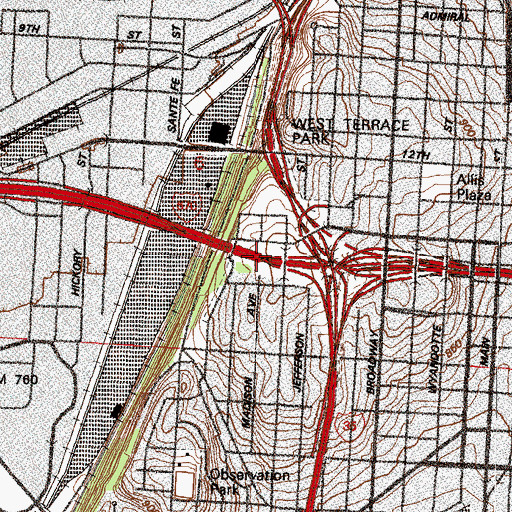 Topographic Map of Interchange 2W, MO