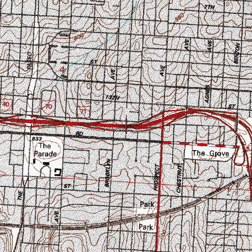 Topographic Map of Interchange 3B, MO