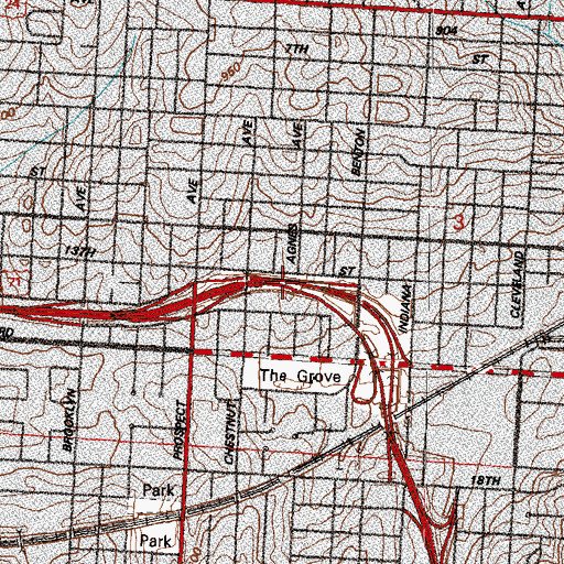 Topographic Map of Interchange 3C, MO