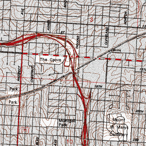 Topographic Map of Interchange 4A, MO