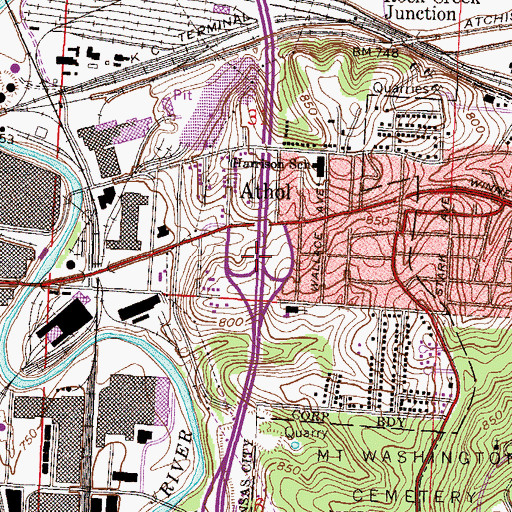 Topographic Map of Interchange 59, MO