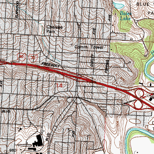 Topographic Map of Interchange 6, MO