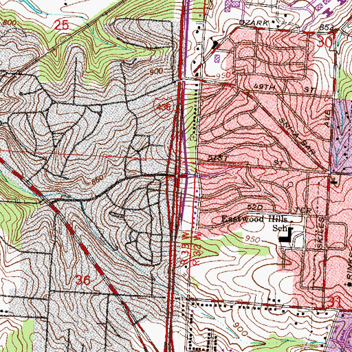 Topographic Map of Interchange 65, MO