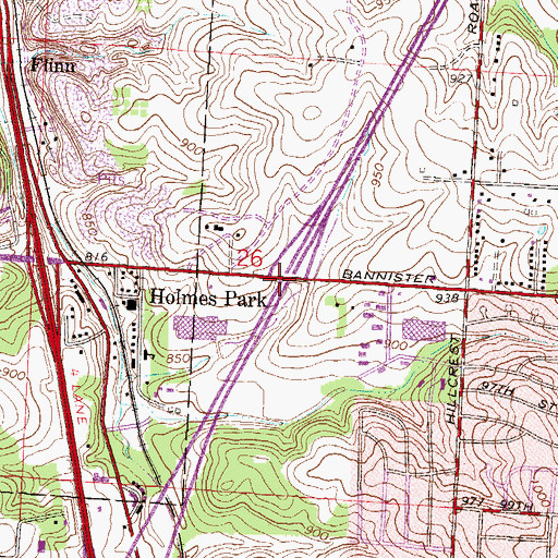 Topographic Map of Interchange 70, MO