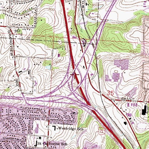 Topographic Map of Interchange 71A, MO