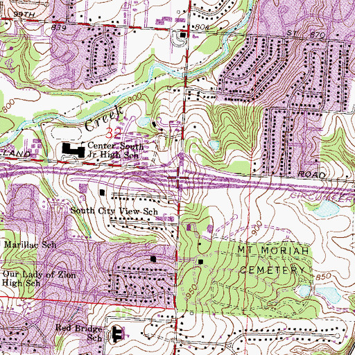 Topographic Map of Interchange 74, MO