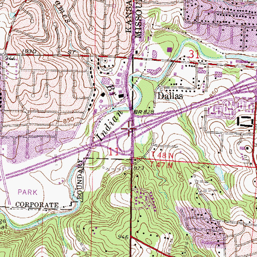 Topographic Map of Interchange 75B, MO