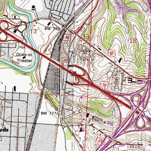 Topographic Map of Interchange 7B, MO