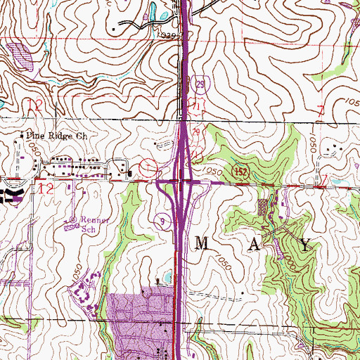 Topographic Map of Interchange 8, MO