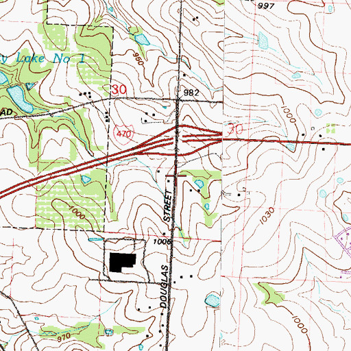 Topographic Map of Interchange 9, MO