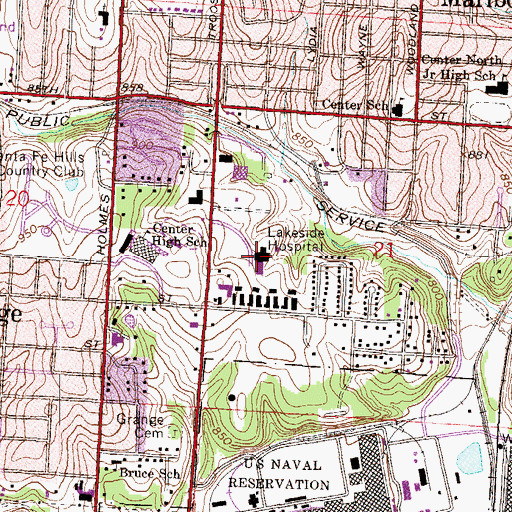Topographic Map of Kindred Hospital - Kansas City, MO