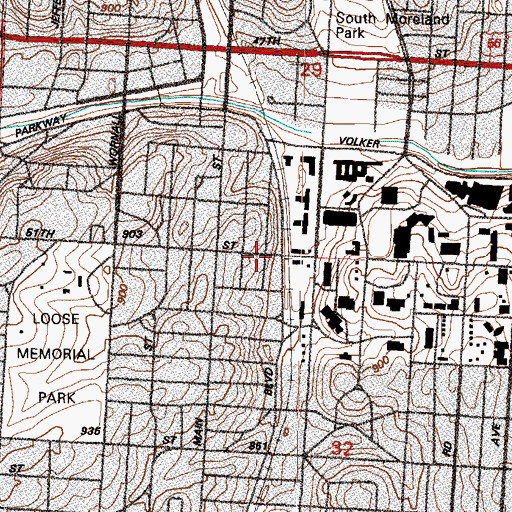 Topographic Map of Colonial Shopping Center, MO