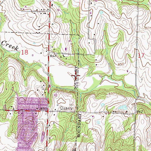 Topographic Map of Happy Rock Park, MO