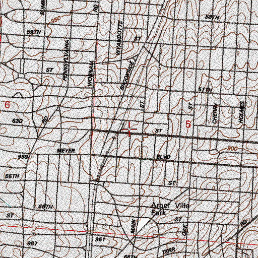 Topographic Map of Country Club Post Office, MO