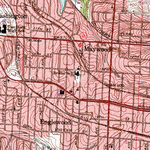 Topographic Map of Englewood Post Office, MO