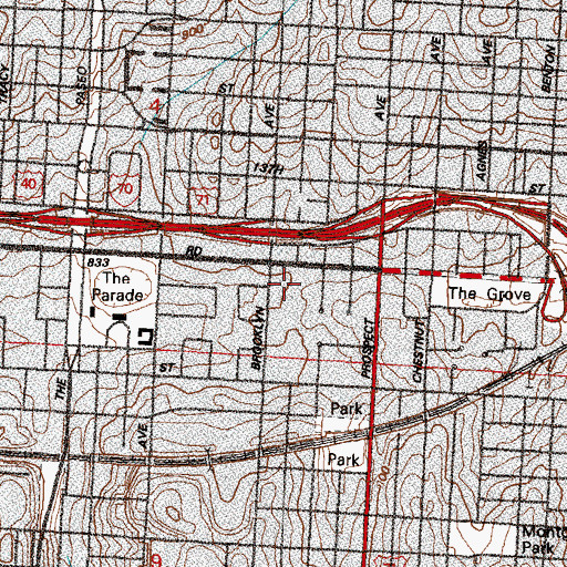 Topographic Map of James Crews Post Office, MO